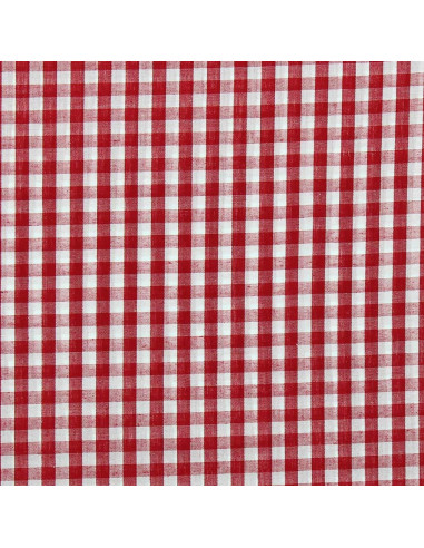 Baumwoll-Popeline-Stoff - Große Vichy-Karos - Rot