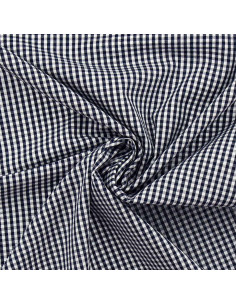 Baumwoll-Popeline-Stoff - Vichy-Karo - Marineblau
