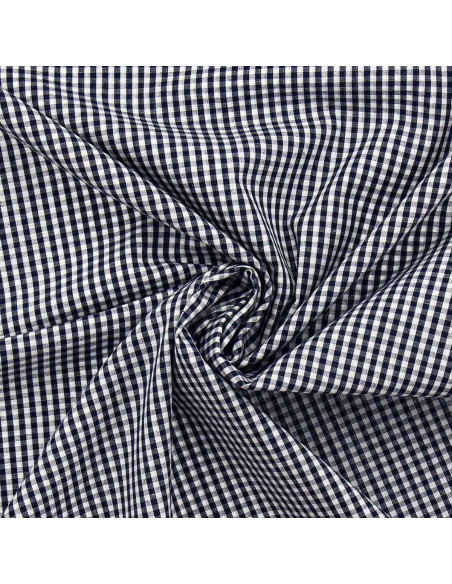 Baumwoll-Popeline-Stoff - Vichy-Karo - Marineblau