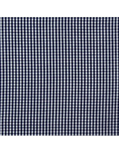 Baumwoll-Popeline-Stoff - Vichy-Karo - Marineblau