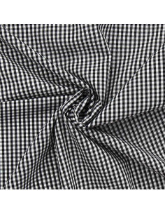 Baumwoll-Popeline-Stoff - Vichy-Karo - Schwarz