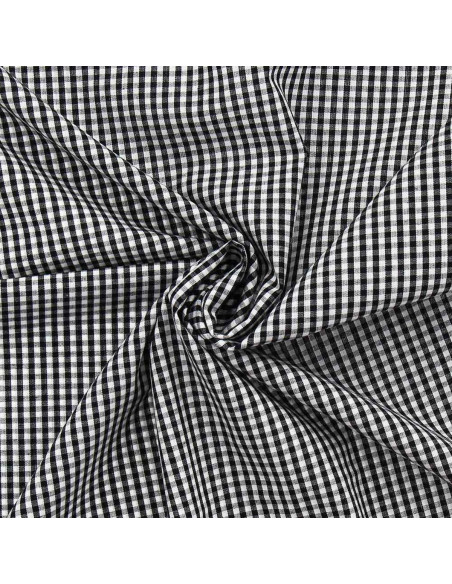 Baumwoll-Popeline-Stoff - Vichy-Karo - Schwarz