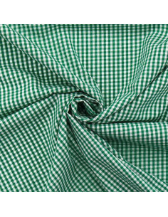 Baumwoll-Popeline-Stoff - Vichy-Karo - Dunkelgrün
