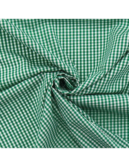 Baumwoll-Popeline-Stoff - Vichy-Karo - Dunkelgrün