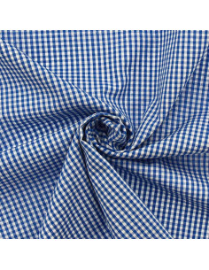 Baumwoll-Popeline-Stoff - Vichy-Karo - Blau