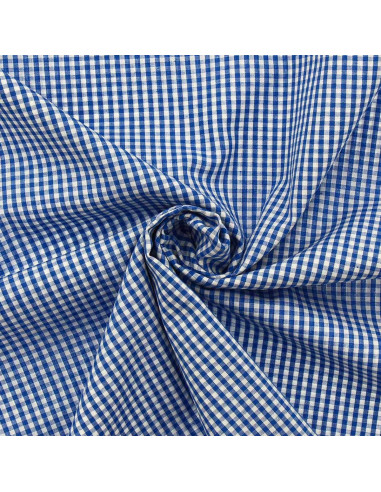Baumwoll-Popeline-Stoff - Vichy-Karo - Blau