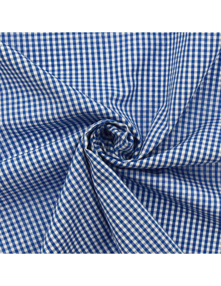 Baumwoll-Popeline-Stoff - Vichy-Karo - Blau