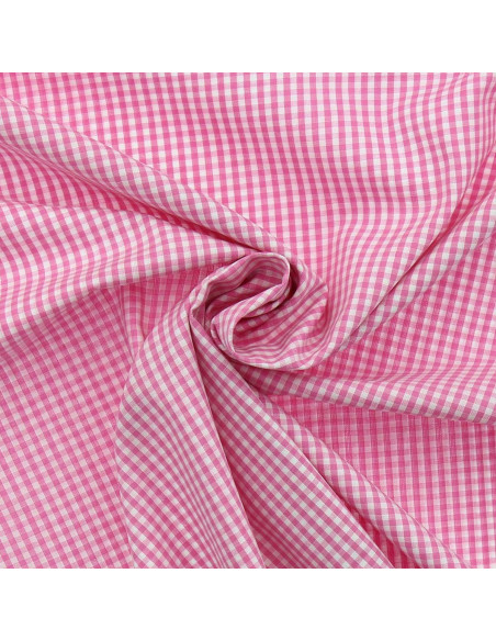 Baumwoll-Popeline-Stoff - Vichy-Karo - Rosa