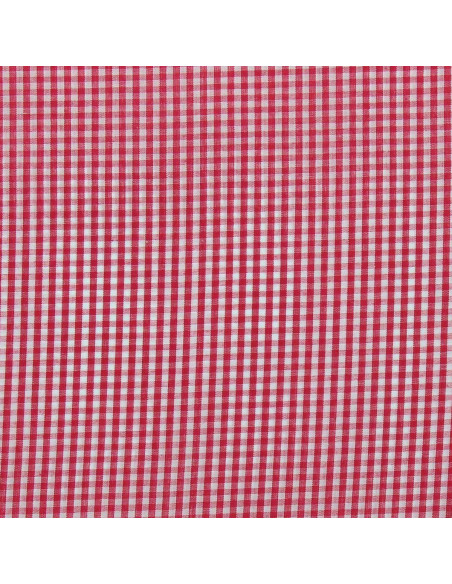 Baumwoll-Popeline-Stoff - Vichy-Karo - Himbeere