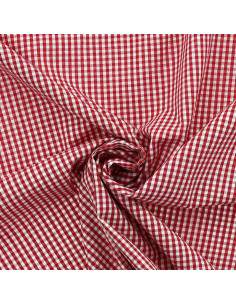 Baumwoll-Popeline-Stoff - Vichy-Karo - Rot