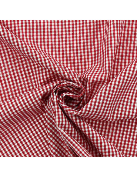 Baumwoll-Popeline-Stoff - Vichy-Karo - Rot