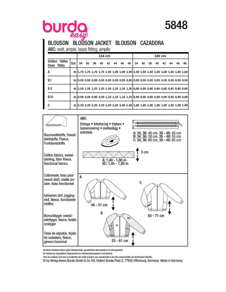 Jackenschnittmuster - Burda 5848