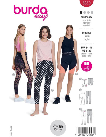 Leggings-Schnittmuster - Burda 5850