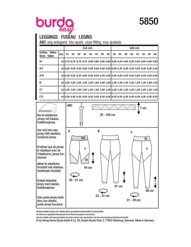 Leggings-Schnittmuster - Burda 5850