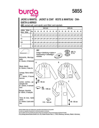 Jacken- und Mantelschnittmuster - Burda 5855