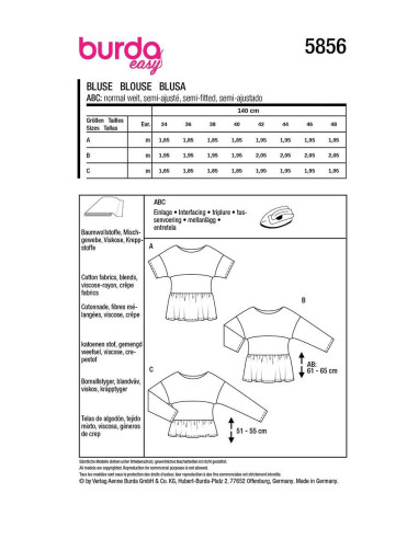 Blusenschnittmuster - Burda 5856