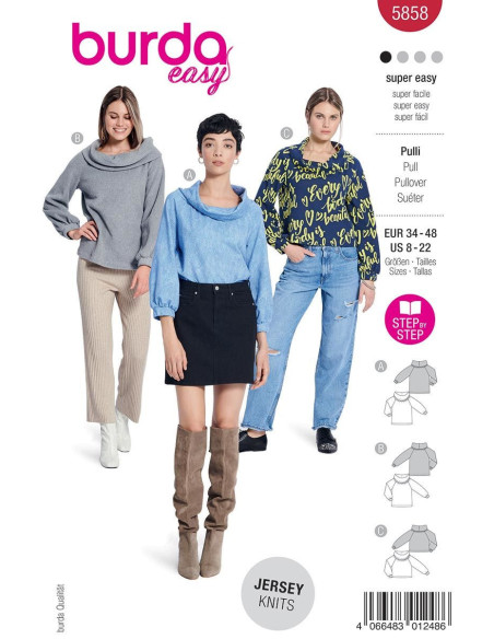 Pullover-Schnittmuster - Burda 5858