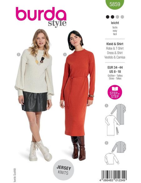 Kleid- und T-Shirt-Schnittmuster - Burda 5859