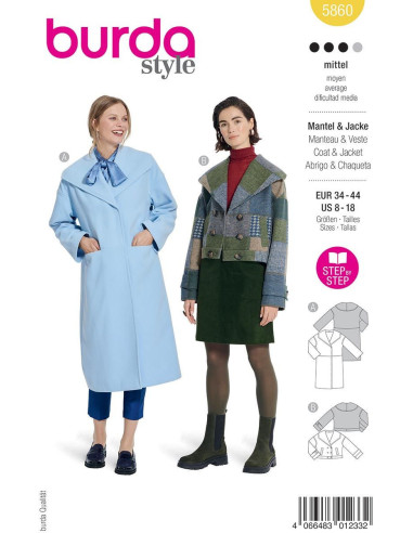Jacken- und Mantelschnittmuster - Burda 5860