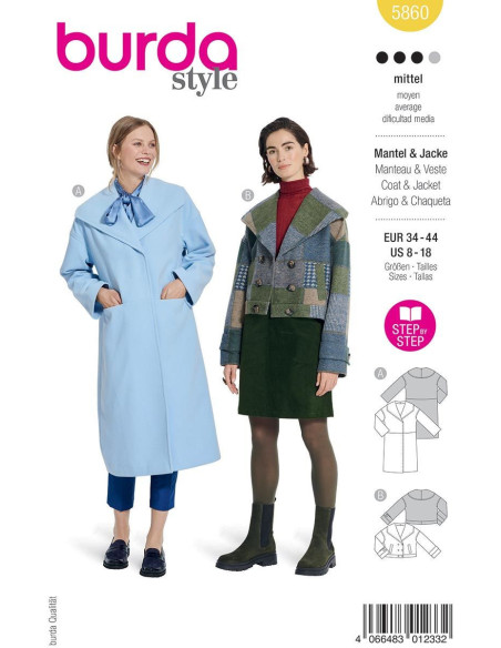 Jacken- und Mantelschnittmuster - Burda 5860