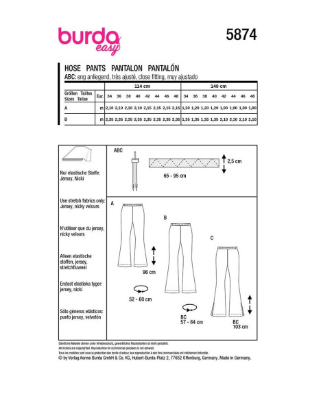 Hosenmuster - Burda 5874