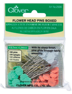 Schachtel mit 100 Stecknadeln mit blumenförmigem Kopf von Clover