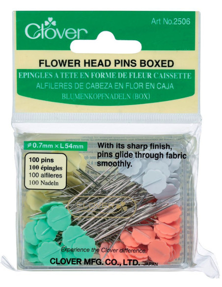 Schachtel mit 100 Stecknadeln mit blumenförmigem Kopf von Clover