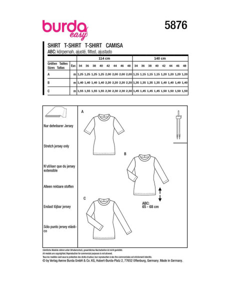 T-Shirt Schnittmuster - Burda 5876