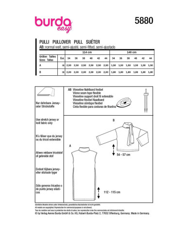 Pullover-Schnittmuster - Burda 5880
