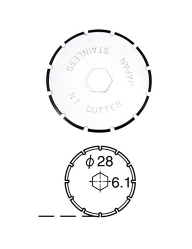 2 Ersatzklingen mit Perforation für ein einziehbares NT Cutter 28 mm