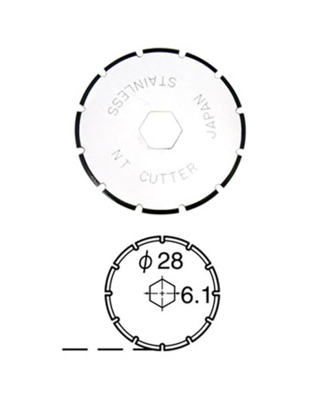 2 Ersatzklingen mit Perforation für ein einziehbares NT Cutter 28 mm