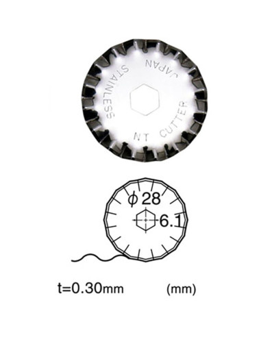 2 Wellenschliff-Ersatzklingen für einziehbaren NT Cutter 28 mm