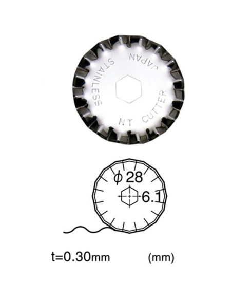2 Wellenschliff-Ersatzklingen für einziehbaren NT Cutter 28 mm