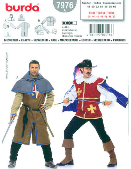 Musketeer-Kostüm + Knappe - Burda 7976