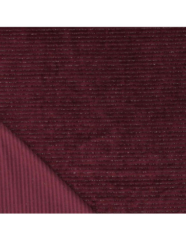 Gestreifter Lurex-Samtstoff - Bordeaux