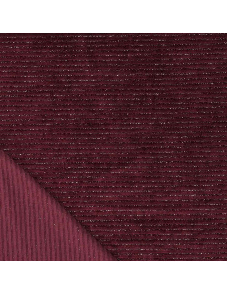 Gestreifter Lurex-Samtstoff - Bordeaux