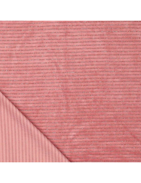 Gestreifter Lurex-Samtstoff - Altrosa