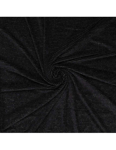 Gestreifter Lurex-Samtstoff - Schwarz