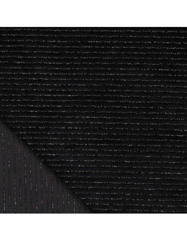 Gestreifter Lurex-Samtstoff - Schwarz