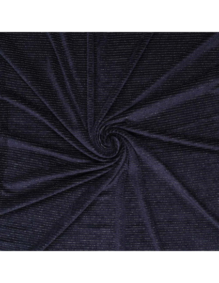 Gestreifter Lurex-Samtstoff - Marineblau