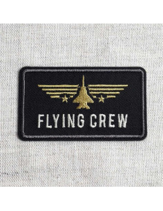Aufbügelabzeichen Flying Crew Flugzeug - Schwarz und Gold