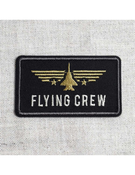 Aufbügelabzeichen Flying Crew Flugzeug - Schwarz und Gold