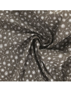 Baumwoll-Popeline-Stoff mit Fantasiemuster - Taupe Doldenblume