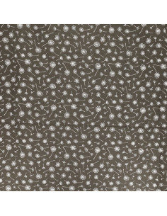 Baumwoll-Popeline-Stoff mit Fantasiemuster - Taupe Doldenblume 2