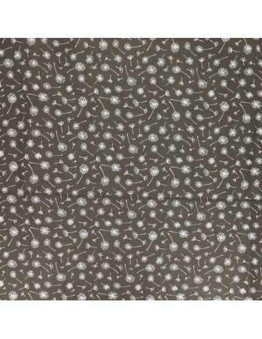 Baumwoll-Popeline-Stoff mit Fantasiemuster - Taupe Doldenblume