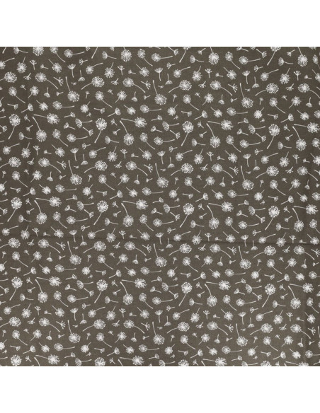Baumwoll-Popeline-Stoff mit Fantasiemuster - Taupe Doldenblume