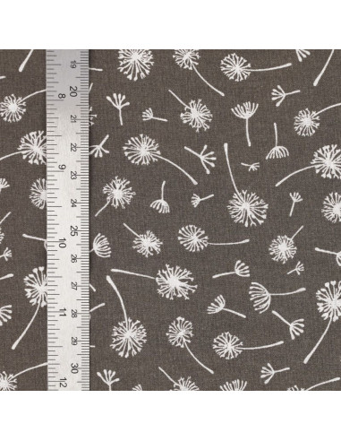 Baumwoll-Popeline-Stoff mit Fantasiemuster - Taupe Doldenblume