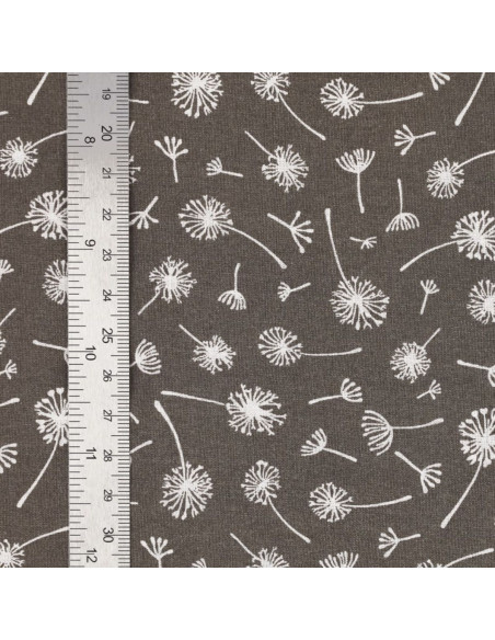 Baumwoll-Popeline-Stoff mit Fantasiemuster - Taupe Doldenblume
