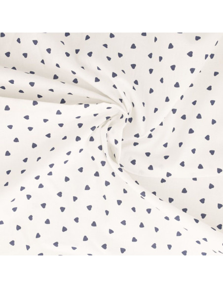 Fantasie-Baumwollpopeline-Stoff - Indigo Herz