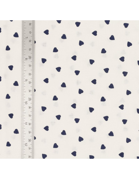 Fantasie-Baumwollpopeline-Stoff - Indigo Herz